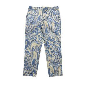 Talbots Relaxed Chino Size 10 Blue Paisley Print Pants